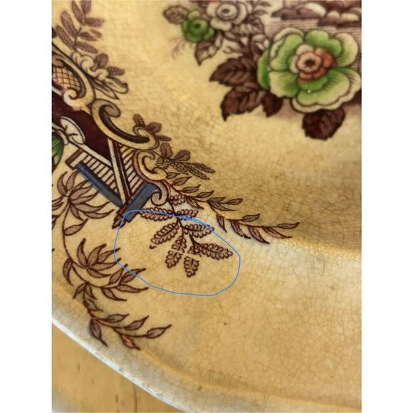 Antique J Wedgwood Tyrol Ironstone Transferware Polychrome 10.5” Bowl(8947) - Picture 4 of 13